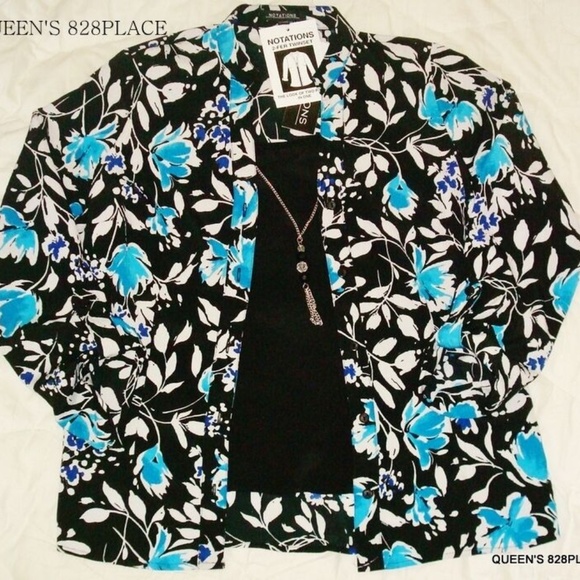 Notations Tops - Nwt Notations S Floral Necklace Blouse